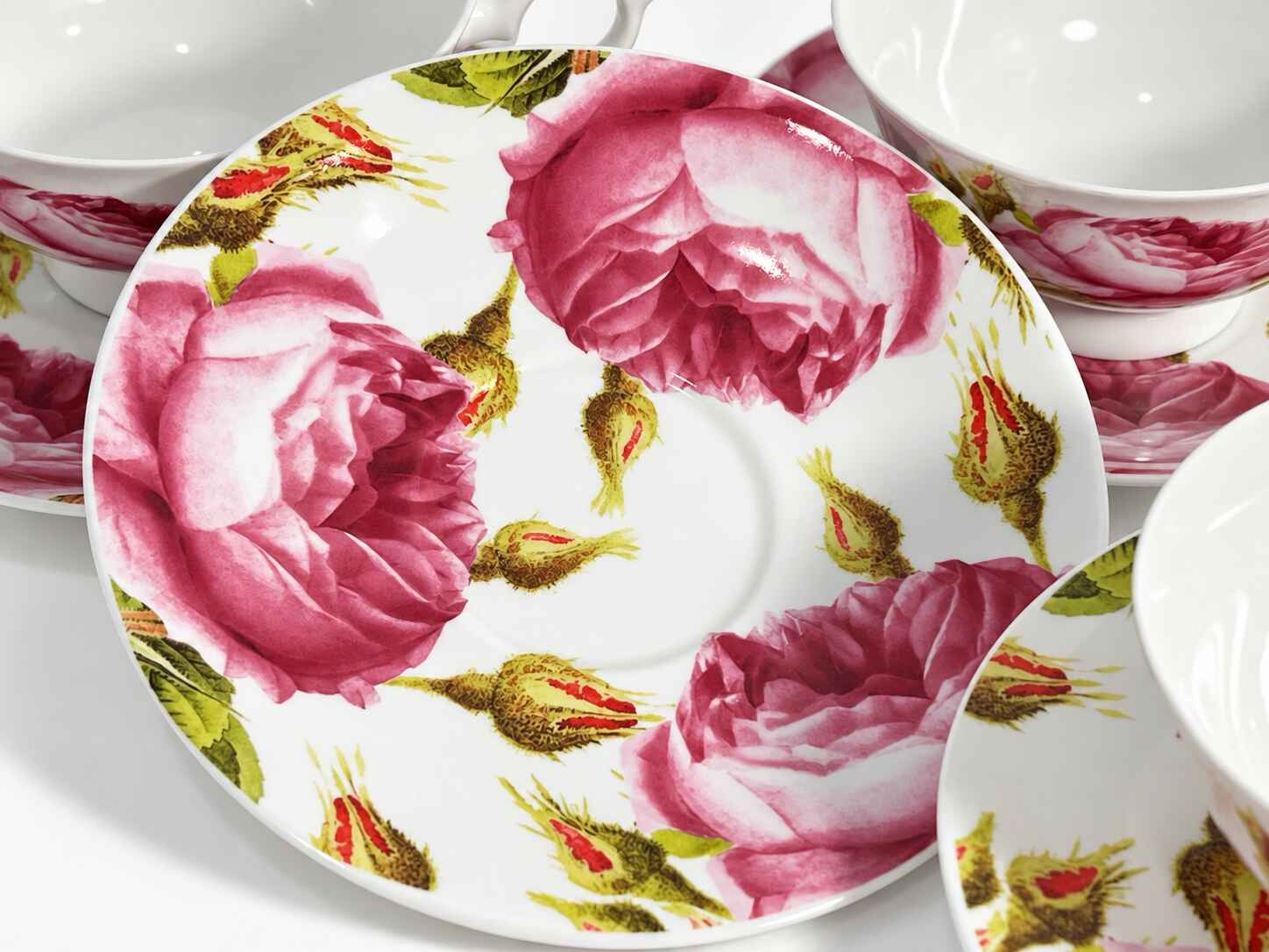 Four Tea cups and Saucers with roses - Image 4