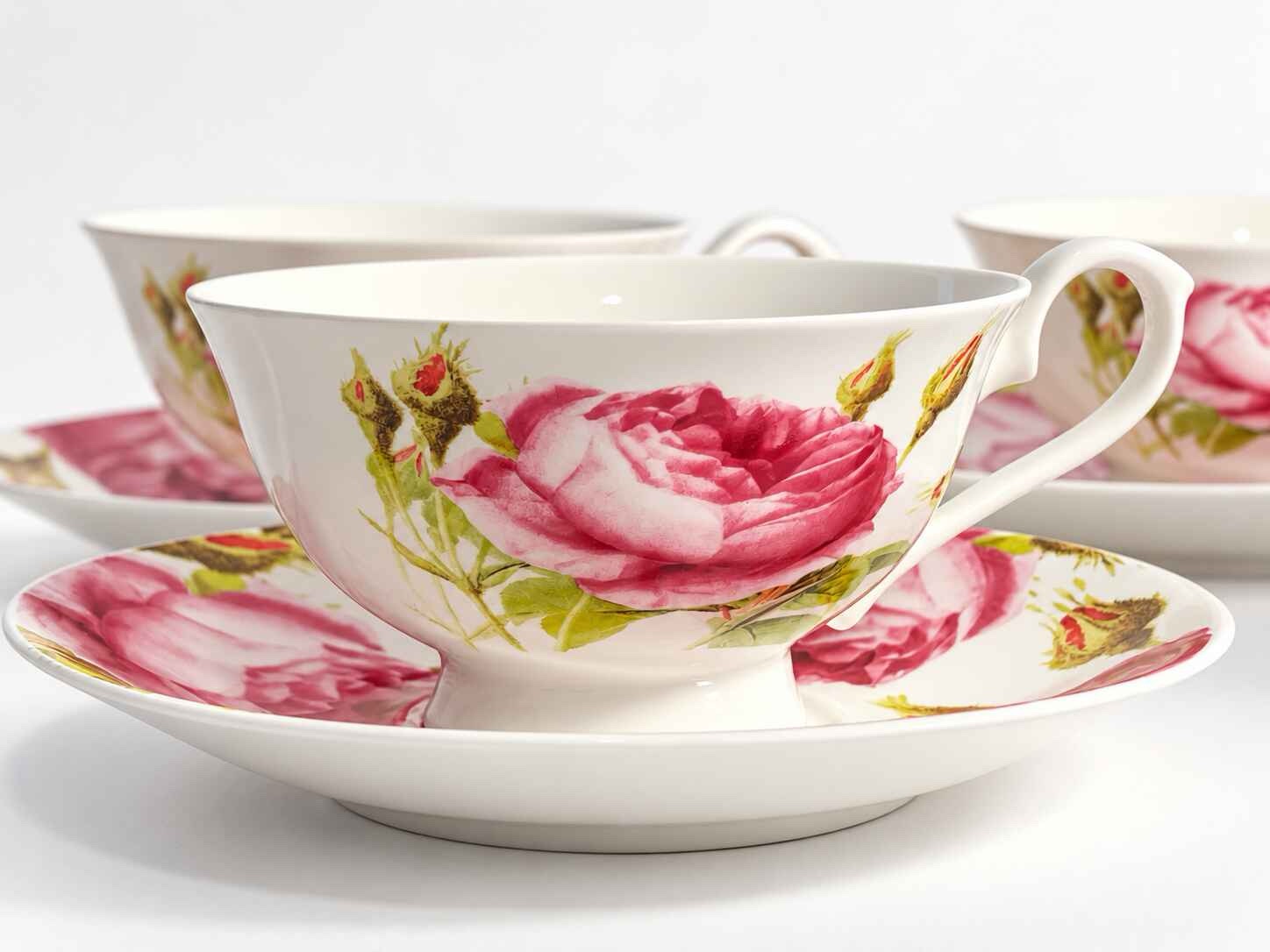 Four Tea cups and Saucers with roses - Image 7